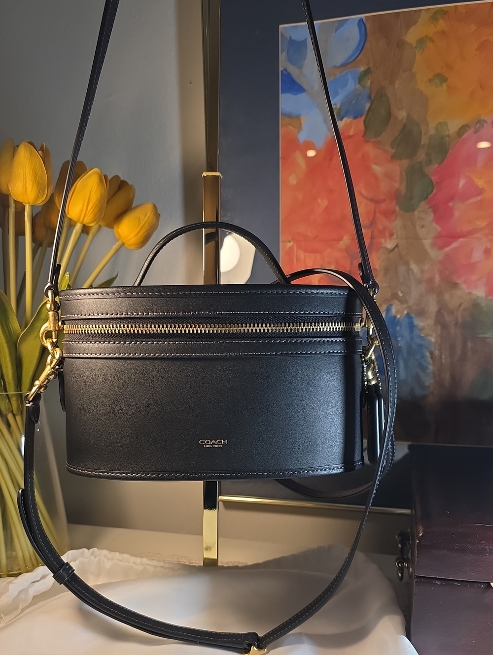 Coach Trail Bag Black Leather Limited Edition  Soulder/Crossbody/Top Handle